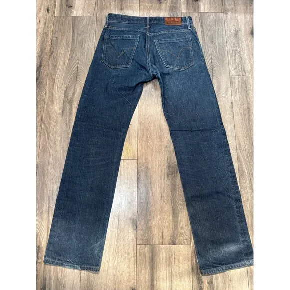 Levis Made & Crafted Mens Ruler Straight Jeans W29 Bovine Leather Patch Button F